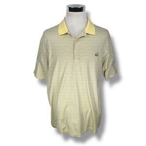 Masters Amen Corner Polo Shirt Men’s XL Yellow Striped 100% Pima Cotton Pullover